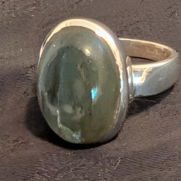 Beautiful Genuine Solid 925 Sterling Silver Ring Natural Labradorite Ring Size 6 - Picture 9 of 13